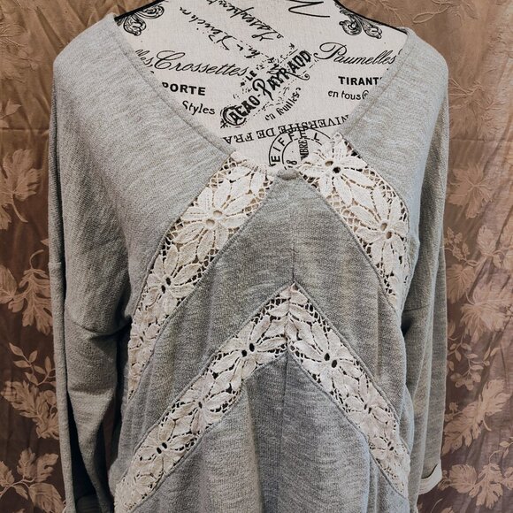 Everleigh Lace Insert Long Sleeve Sweatshirt, Size M, Gently Used! - Picture 4 of 7